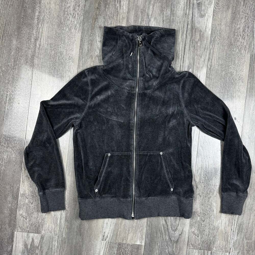 Michael Kors Women's Gray Velour Track Jacket Full Zip High Neck